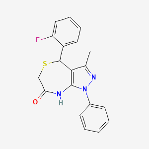 molecular formula C19H16FN3OS B3733149 4-(2-fluorophenyl)-3-methyl-1-phenyl-4,8-dihydro-1H-pyrazolo[3,4-e][1,4]thiazepin-7(6H)-one 