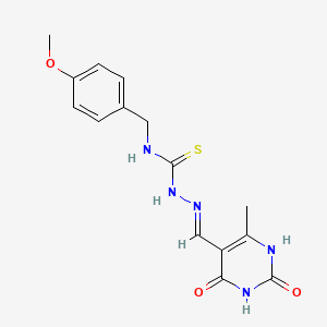 molecular formula C15H17N5O3S B3733247 6-methyl-2,4-dioxo-1,2,3,4-tetrahydro-5-pyrimidinecarbaldehyde N-(4-methoxybenzyl)thiosemicarbazone 
