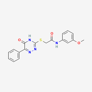 molecular formula C18H16N4O3S B3733268 N-(3-methoxyphenyl)-2-[(5-oxo-6-phenyl-4,5-dihydro-1,2,4-triazin-3-yl)thio]acetamide 