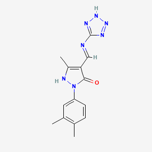 molecular formula C14H15N7O B3733281 2-(3,4-dimethylphenyl)-5-methyl-4-[(1H-tetrazol-5-ylamino)methylene]-2,4-dihydro-3H-pyrazol-3-one 