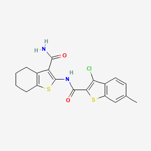 molecular formula C19H17ClN2O2S2 B3733309 N-[3-(aminocarbonyl)-4,5,6,7-tetrahydro-1-benzothien-2-yl]-3-chloro-6-methyl-1-benzothiophene-2-carboxamide 