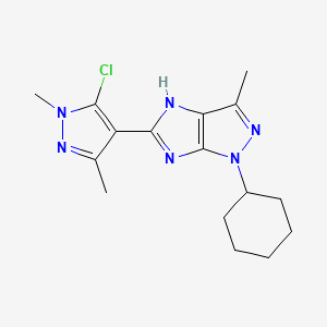 molecular formula C16H21ClN6 B3733369 5-(5-chloro-1,3-dimethyl-1H-pyrazol-4-yl)-1-cyclohexyl-3-methyl-1,4-dihydroimidazo[4,5-c]pyrazole 