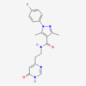 molecular formula C18H18FN5O2 B3733379 1-(4-fluorophenyl)-3,5-dimethyl-N-[2-(6-oxo-1,6-dihydropyrimidin-4-yl)ethyl]-1H-pyrazole-4-carboxamide 