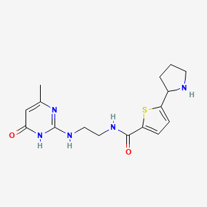 molecular formula C16H21N5O2S B3733392 N-{2-[(4-methyl-6-oxo-1,6-dihydro-2-pyrimidinyl)amino]ethyl}-5-(2-pyrrolidinyl)-2-thiophenecarboxamide trifluoroacetate 