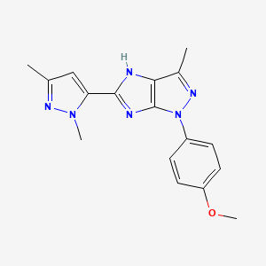 molecular formula C17H18N6O B3733425 5-(1,3-dimethyl-1H-pyrazol-5-yl)-1-(4-methoxyphenyl)-3-methyl-1,4-dihydroimidazo[4,5-c]pyrazole 