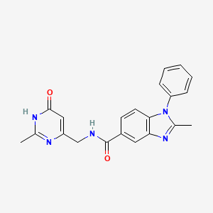 2-methyl-N-[(2-methyl-6-oxo-1,6-dihydropyrimidin-4-yl)methyl]-1-phenyl-1H-benzimidazole-5-carboxamide