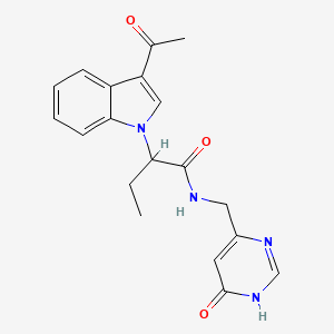 2-(3-acetyl-1H-indol-1-yl)-N-[(6-oxo-1,6-dihydropyrimidin-4-yl)methyl]butanamide