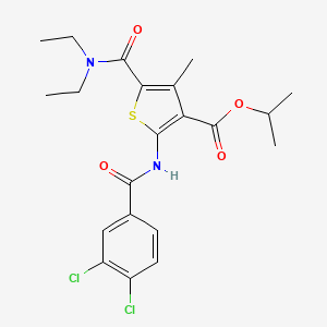 molecular formula C21H24Cl2N2O4S B3733593 isopropyl 2-[(3,4-dichlorobenzoyl)amino]-5-[(diethylamino)carbonyl]-4-methyl-3-thiophenecarboxylate 