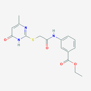 molecular formula C16H17N3O4S B3733613 ethyl 3-({[(4-methyl-6-oxo-1,6-dihydro-2-pyrimidinyl)thio]acetyl}amino)benzoate 