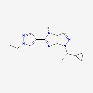 molecular formula C14H18N6 B3733634 1-(1-cyclopropylethyl)-5-(1-ethyl-1H-pyrazol-4-yl)-1,4-dihydroimidazo[4,5-c]pyrazole 