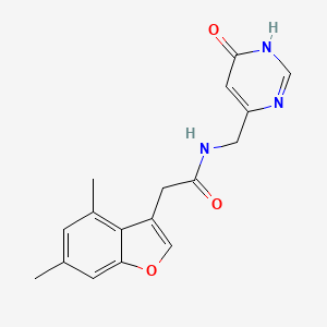 molecular formula C17H17N3O3 B3733642 2-(4,6-dimethyl-1-benzofuran-3-yl)-N-[(6-oxo-1,6-dihydropyrimidin-4-yl)methyl]acetamide 