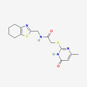 molecular formula C15H18N4O2S2 B3733660 2-[(4-methyl-6-oxo-1,6-dihydro-2-pyrimidinyl)thio]-N-(4,5,6,7-tetrahydro-1,3-benzothiazol-2-ylmethyl)acetamide 