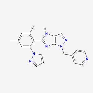 molecular formula C21H19N7 B3733666 5-[2,4-dimethyl-6-(1H-pyrazol-1-yl)phenyl]-1-(4-pyridinylmethyl)-1,4-dihydroimidazo[4,5-c]pyrazole 