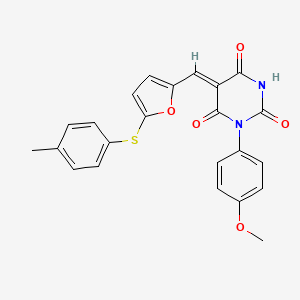 molecular formula C23H18N2O5S B3733671 1-(4-methoxyphenyl)-5-({5-[(4-methylphenyl)thio]-2-furyl}methylene)-2,4,6(1H,3H,5H)-pyrimidinetrione CAS No. 5963-67-7