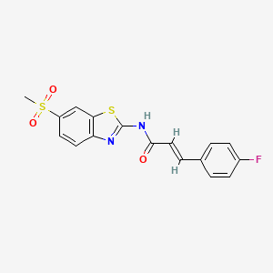 molecular formula C17H13FN2O3S2 B3733695 3-(4-fluorophenyl)-N-[6-(methylsulfonyl)-1,3-benzothiazol-2-yl]acrylamide 