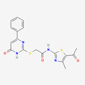 molecular formula C18H16N4O3S2 B3733736 N-(5-acetyl-4-methyl-1,3-thiazol-2-yl)-2-[(6-oxo-4-phenyl-1,6-dihydro-2-pyrimidinyl)thio]acetamide 