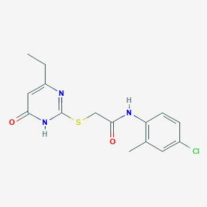 molecular formula C15H16ClN3O2S B3733747 N-(4-chloro-2-methylphenyl)-2-[(4-ethyl-6-oxo-1,6-dihydro-2-pyrimidinyl)thio]acetamide 