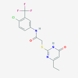 molecular formula C15H13ClF3N3O2S B3733760 N-[4-chloro-3-(trifluoromethyl)phenyl]-2-[(4-ethyl-6-oxo-1,6-dihydro-2-pyrimidinyl)thio]acetamide 