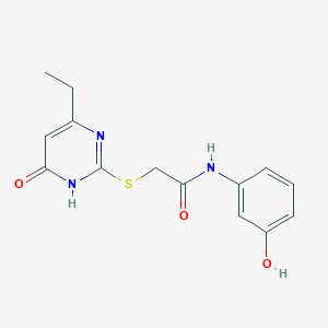 molecular formula C14H15N3O3S B3733766 2-[(4-ethyl-6-oxo-1,6-dihydro-2-pyrimidinyl)thio]-N-(3-hydroxyphenyl)acetamide 