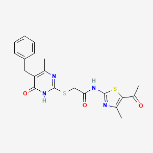 molecular formula C20H20N4O3S2 B3733783 N-(5-acetyl-4-methyl-1,3-thiazol-2-yl)-2-[(5-benzyl-4-methyl-6-oxo-1,6-dihydro-2-pyrimidinyl)thio]acetamide 