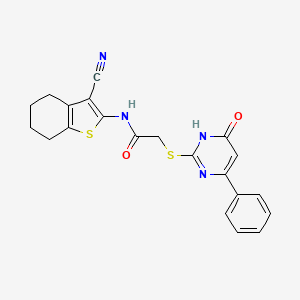 molecular formula C21H18N4O2S2 B3733784 N-(3-cyano-4,5,6,7-tetrahydro-1-benzothien-2-yl)-2-[(6-oxo-4-phenyl-1,6-dihydro-2-pyrimidinyl)thio]acetamide 