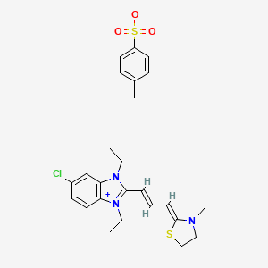 5-chloro-1,3-diethyl-2-[3-(3-methyl-1,3-thiazolidin-2-ylidene)-1-propen-1-yl]-1H-3,1-benzimidazol-3-ium 4-methylbenzenesulfonate