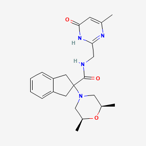 molecular formula C22H28N4O3 B3733793 2-[(2R*,6S*)-2,6-dimethyl-4-morpholinyl]-N-[(4-hydroxy-6-methyl-2-pyrimidinyl)methyl]-2-indanecarboxamide 