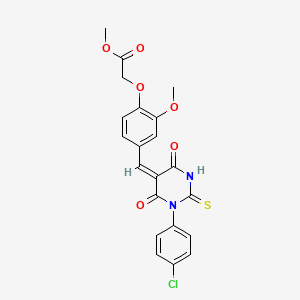 methyl (4-{[1-(4-chlorophenyl)-4,6-dioxo-2-thioxotetrahydro-5(2H)-pyrimidinylidene]methyl}-2-methoxyphenoxy)acetate