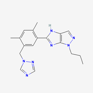 molecular formula C18H21N7 B3733803 5-[2,4-dimethyl-5-(1H-1,2,4-triazol-1-ylmethyl)phenyl]-1-propyl-1,4-dihydroimidazo[4,5-c]pyrazole 