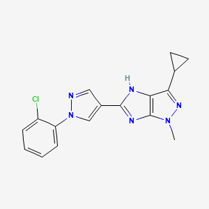 molecular formula C17H15ClN6 B3733827 5-[1-(2-chlorophenyl)-1H-pyrazol-4-yl]-3-cyclopropyl-1-methyl-1,4-dihydroimidazo[4,5-c]pyrazole 