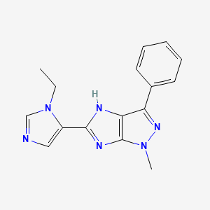 molecular formula C16H16N6 B3733858 5-(1-ethyl-1H-imidazol-5-yl)-1-methyl-3-phenyl-1,4-dihydroimidazo[4,5-c]pyrazole 