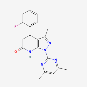molecular formula C19H18FN5O B3733876 1-(4,6-dimethyl-2-pyrimidinyl)-4-(2-fluorophenyl)-3-methyl-1,4,5,7-tetrahydro-6H-pyrazolo[3,4-b]pyridin-6-one 