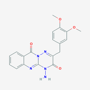 molecular formula C19H17N5O4 B373388 4-amino-2-(3,4-dimethoxybenzyl)-3H-[1,2,4]triazino[3,2-b]quinazoline-3,10(4H)-dione 