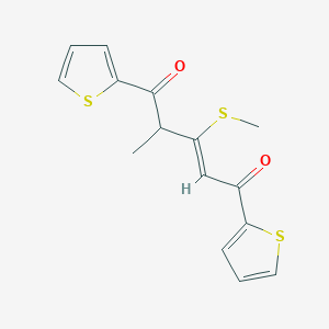 molecular formula C15H14O2S3 B373389 4-Methyl-3-(methylsulfanyl)-1,5-di(2-thienyl)-2-pentene-1,5-dione 