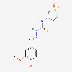 molecular formula C13H17N3O4S2 B3733899 4-hydroxy-3-methoxybenzaldehyde N-(1,1-dioxidotetrahydro-3-thienyl)thiosemicarbazone 
