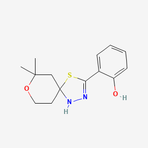 molecular formula C14H18N2O2S B3733907 2-(7,7-dimethyl-8-oxa-4-thia-1,2-diazaspiro[4.5]dec-2-en-3-yl)phenol 