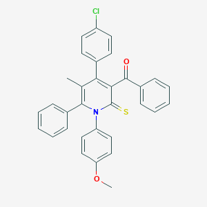 molecular formula C32H24ClNO2S B373400 [4-(4-Chlorophenyl)-1-(4-methoxyphenyl)-5-methyl-6-phenyl-2-thioxo-1,2-dihydro-3-pyridinyl](phenyl)methanone 