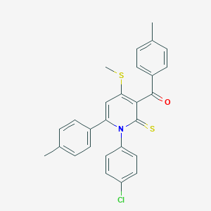 molecular formula C27H22ClNOS2 B373402 [1-(4-Chlorophenyl)-6-(4-methylphenyl)-4-(methylsulfanyl)-2-thioxo-1,2-dihydro-3-pyridinyl](4-methylphenyl)methanone 