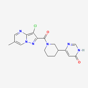 molecular formula C17H17ClN6O2 B3734029 6-{1-[(3-chloro-6-methylpyrazolo[1,5-a]pyrimidin-2-yl)carbonyl]piperidin-3-yl}pyrimidin-4(3H)-one 