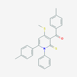 molecular formula C27H23NOS2 B373403 (4-Methylphenyl)[6-(4-methylphenyl)-4-(methylsulfanyl)-1-phenyl-2-thioxo-1,2-dihydro-3-pyridinyl]methanone 