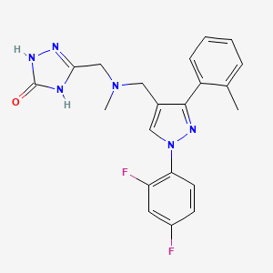 molecular formula C21H20F2N6O B3734053 5-{[{[1-(2,4-difluorophenyl)-3-(2-methylphenyl)-1H-pyrazol-4-yl]methyl}(methyl)amino]methyl}-2,4-dihydro-3H-1,2,4-triazol-3-one 