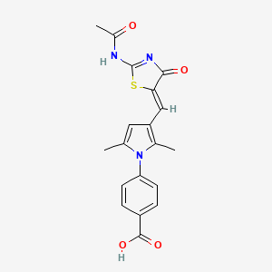 molecular formula C19H17N3O4S B3734126 4-(3-{[2-(acetylimino)-4-oxo-1,3-thiazolidin-5-ylidene]methyl}-2,5-dimethyl-1H-pyrrol-1-yl)benzoic acid 