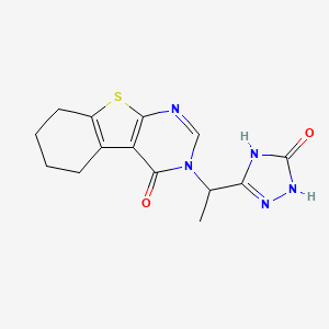 molecular formula C14H15N5O2S B3734135 3-[1-(5-oxo-4,5-dihydro-1H-1,2,4-triazol-3-yl)ethyl]-5,6,7,8-tetrahydro[1]benzothieno[2,3-d]pyrimidin-4(3H)-one 