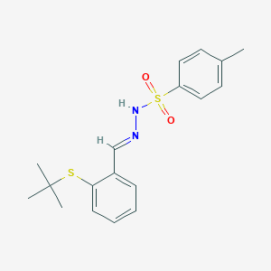 molecular formula C18H22N2O2S2 B373415 N'-[2-(tert-butylsulfanyl)benzylidene]-4-methylbenzenesulfonohydrazide 