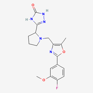 molecular formula C18H20FN5O3 B3734158 5-(1-{[2-(4-fluoro-3-methoxyphenyl)-5-methyl-1,3-oxazol-4-yl]methyl}-2-pyrrolidinyl)-2,4-dihydro-3H-1,2,4-triazol-3-one 