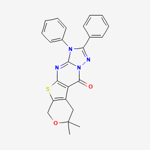 molecular formula C24H20N4O2S B3734195 8,8-dimethyl-2,3-diphenyl-3,6,8,9-tetrahydro-10H-pyrano[4',3':4,5]thieno[2,3-d][1,2,4]triazolo[1,5-a]pyrimidin-10-one 
