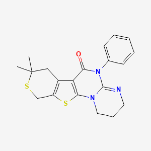 molecular formula C20H21N3OS2 B3734199 8,8-dimethyl-5-phenyl-1,2,3,5,7,10-hexahydro-6H,8H-pyrimido[1,2-a]thiopyrano[4',3':4,5]thieno[3,2-e]pyrimidin-6-one 