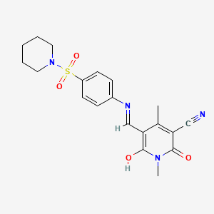 molecular formula C20H22N4O4S B3734216 1,4-dimethyl-2,6-dioxo-5-({[4-(1-piperidinylsulfonyl)phenyl]amino}methylene)-1,2,5,6-tetrahydro-3-pyridinecarbonitrile 