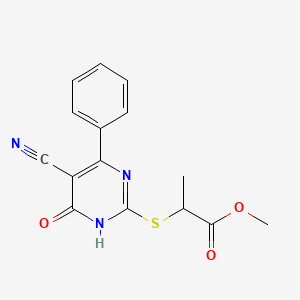molecular formula C15H13N3O3S B3734221 methyl 2-[(5-cyano-6-oxo-4-phenyl-1,6-dihydro-2-pyrimidinyl)thio]propanoate 