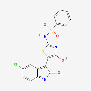 molecular formula C17H10ClN3O4S2 B3734228 N-[5-(5-chloro-2-oxo-1,2-dihydro-3H-indol-3-ylidene)-4-oxo-1,3-thiazolidin-2-ylidene]benzenesulfonamide 